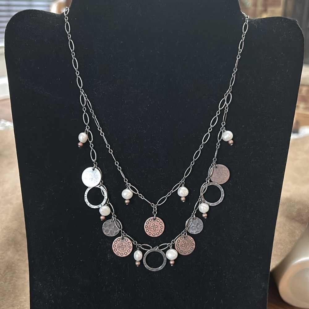 Silpada Fresh Water Pearl Copper Coin Necklace.
